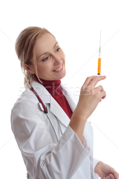 Médico seringa enfermeira veterinário uniforme saúde Foto stock © lovleah