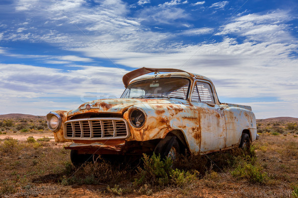 Old rusty relic car in Australian outback Stock photo © lovleah