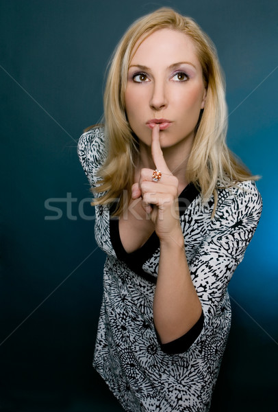 Schweigen Geheimhaltung weiblichen Gesten ruhig Mädchen Stock foto © lovleah