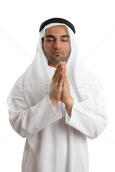 Foto stock: Árabe · homem · oração · deus · meio