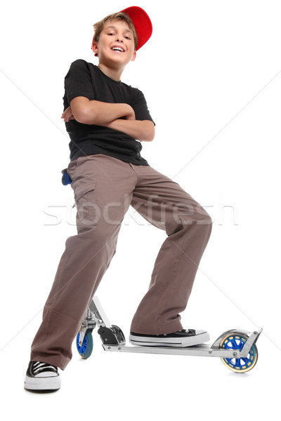 Boy sitting handlebars scooter Stock photo © lovleah
