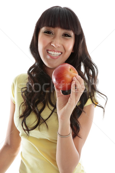 Happy female eating healthy apple Stock photo © lovleah