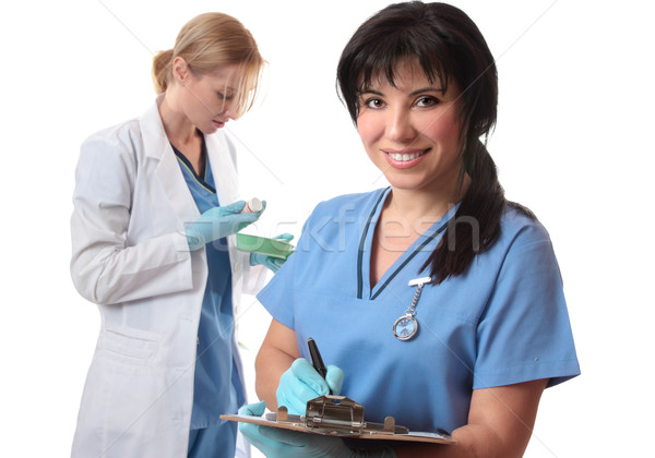 Kórház személyzet munka női egyenruha üzlet Stock fotó © lovleah