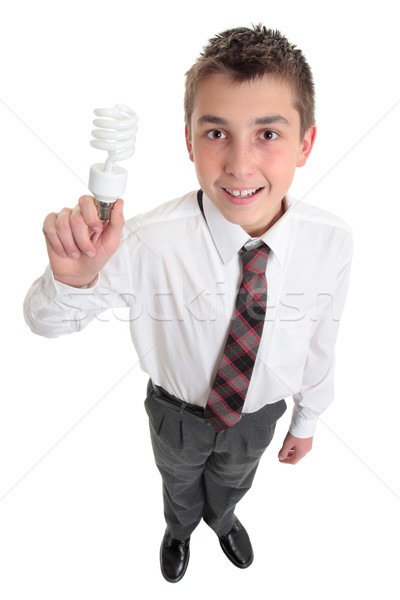 Stock photo: Student with light bulb ideas or environment