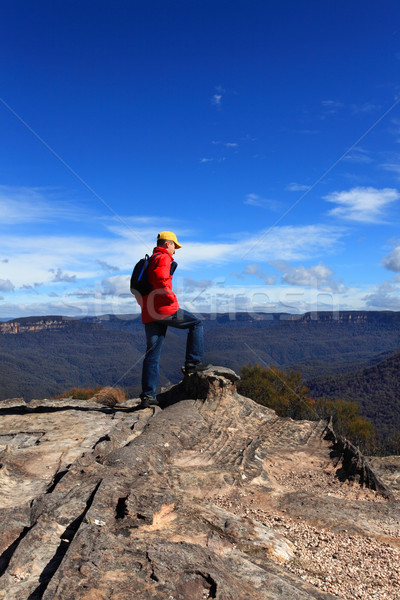 Hiker admiring mountain views Stock photo © lovleah