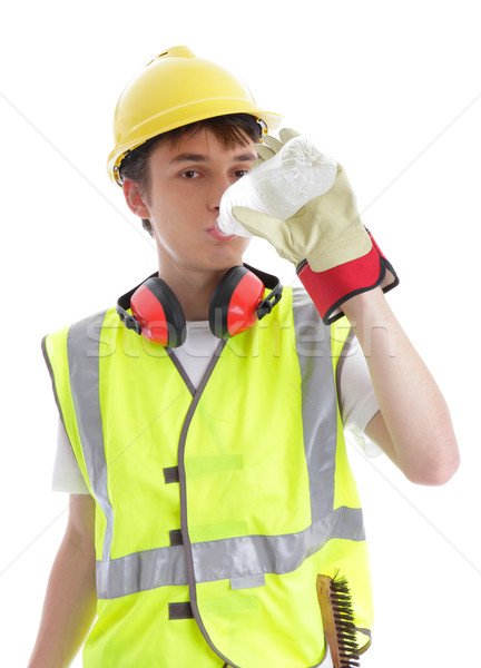 Stock photo: Apprentice builder drinking ice cold water