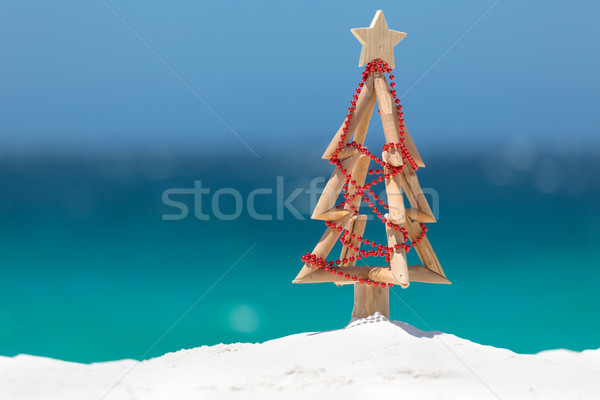 流木 クリスマスツリー 装飾された 文字列 赤 夏 ストックフォト © lovleah
