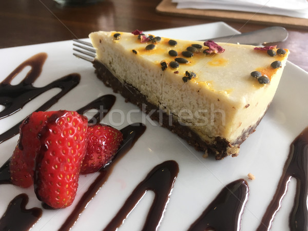 AIP Paleo Cashew Milk cheesecake on a plate in wellness cafe Stock photo © lovleah