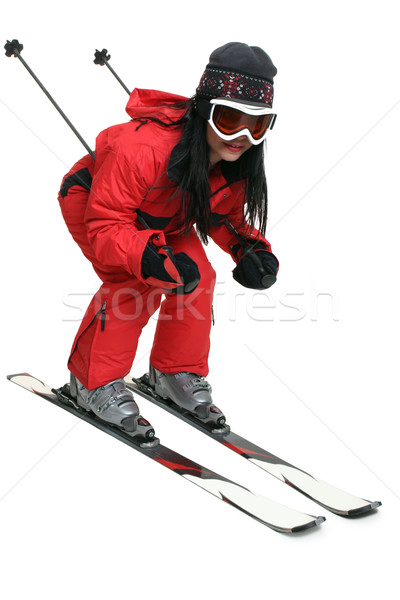 Homme skieur ski blanche fond hiver [[stock_photo]] © lovleah