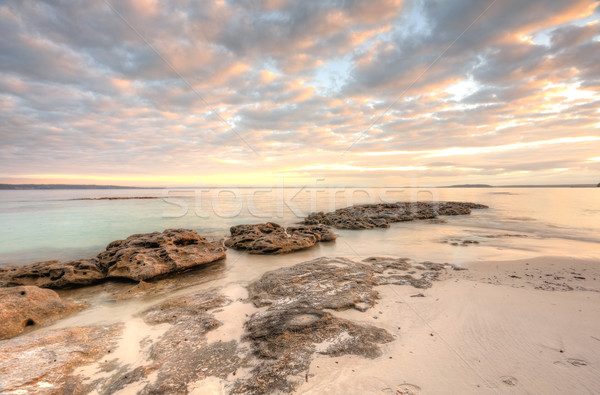 Foto stock: Bastante · nascer · do · sol · céu · manhã · rochas · Austrália