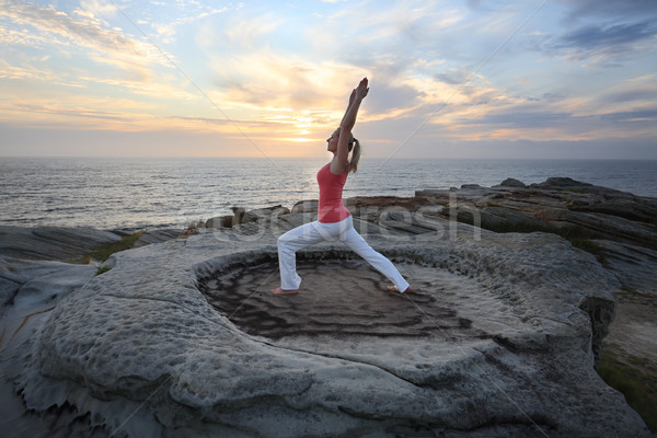 Yoga pilates fitness bajo femenino adelante Foto stock © lovleah