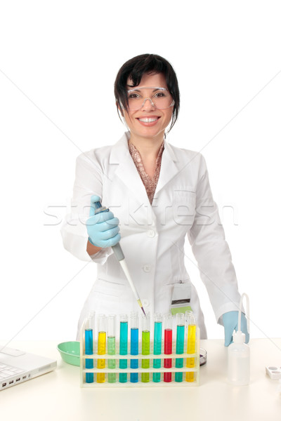 化學 科學 測試 微笑 女 實驗室 商業照片 © lovleah