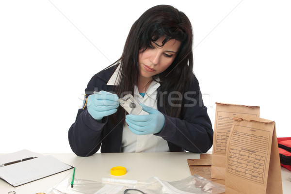 Forense evidência mulher trabalhando Foto stock © lovleah