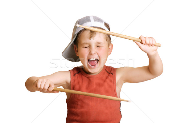 Trommelaar jongen weinig luid lawaai Stockfoto © lovleah