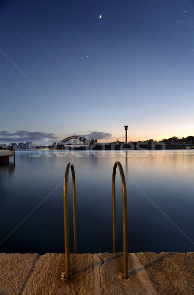 Sydney Hafen Brücke Zwielicht Ozean blau Stock foto © lovleah