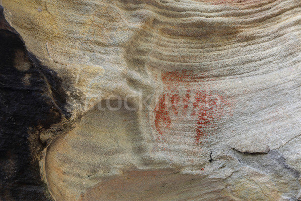 Prehistoric aboriginal hand print using red ochre Australia Stock photo © lovleah