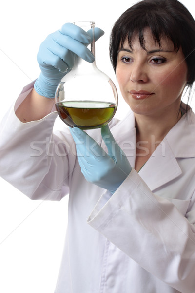 Scientist with round flask Stock photo © lovleah