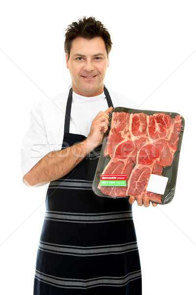 Slager dienblad biefstuk vers Stockfoto © lovleah