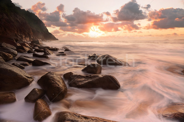 Rocky ocean flows Zenith Beach Seascape Stock photo © lovleah