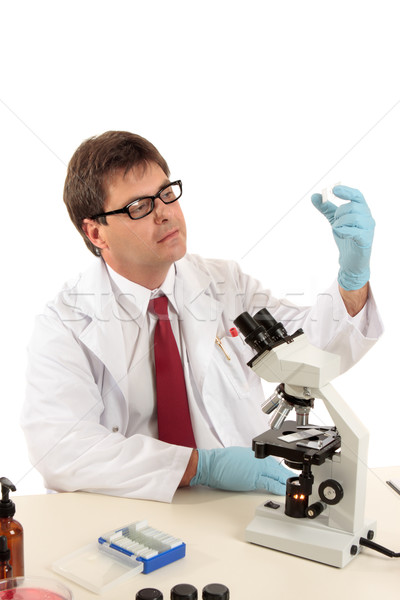 Cientista deslizar forense médico trabalhador laboratório Foto stock © lovleah