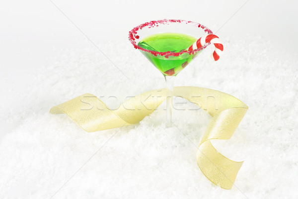 Karácsony buli martini arany szalag hó Stock fotó © lovleah