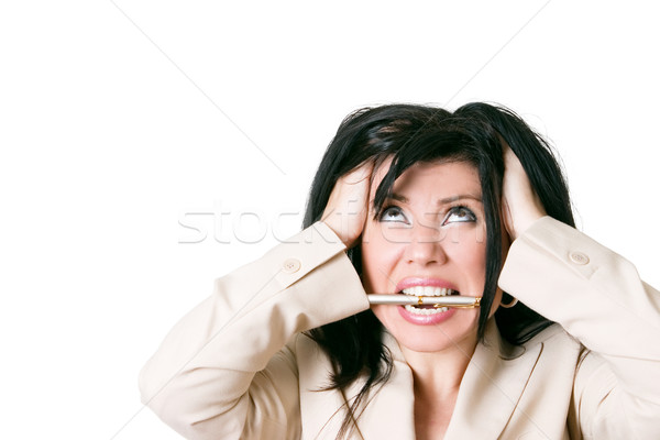 Stressed woman looking up Stock photo © lovleah