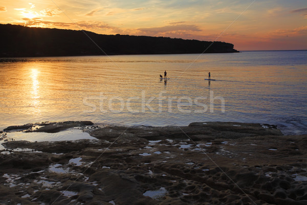 Paddle boarding on Botany Bay at sunrise Stock photo © lovleah