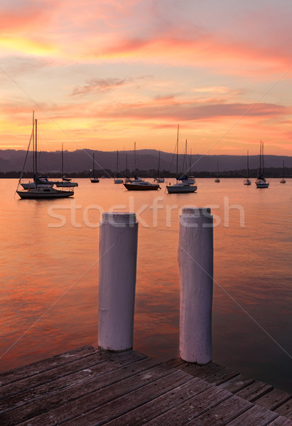 Foto d'archivio: Barca · tramonto · legno · arancione · Ocean · rosso