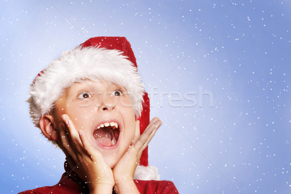 Happy boy snowing white Christmas Stock photo © lovleah