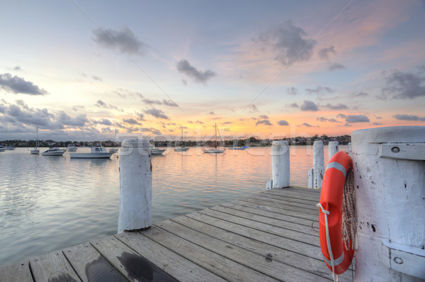 Timber jetty at Leichhardt Park  Iron Cove sunset Stock photo © lovleah