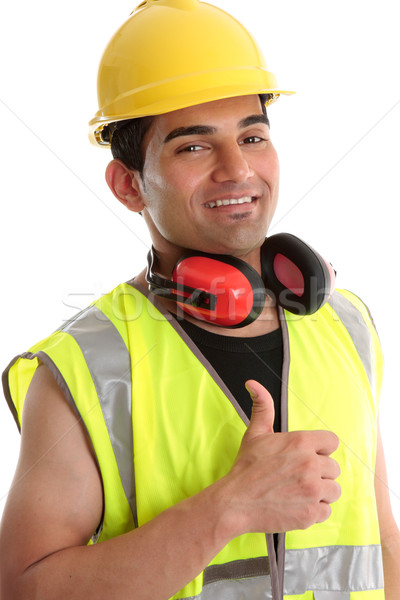 Stock photo: Smiling builder thumbs up