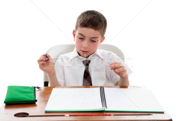 School student examining his work Stock photo © lovleah