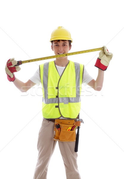 улыбаясь строителя плотник ученик студент инструменты Сток-фото © lovleah