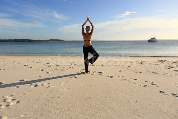 Woman balancing on one leg yoga pose Stock photo © lovleah