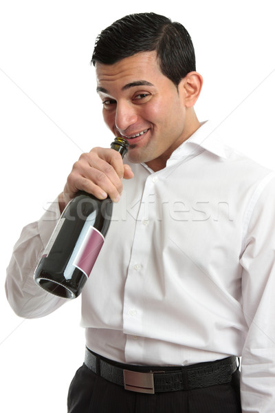 Alcohol abuse man drinking from wine bottle Stock photo © lovleah