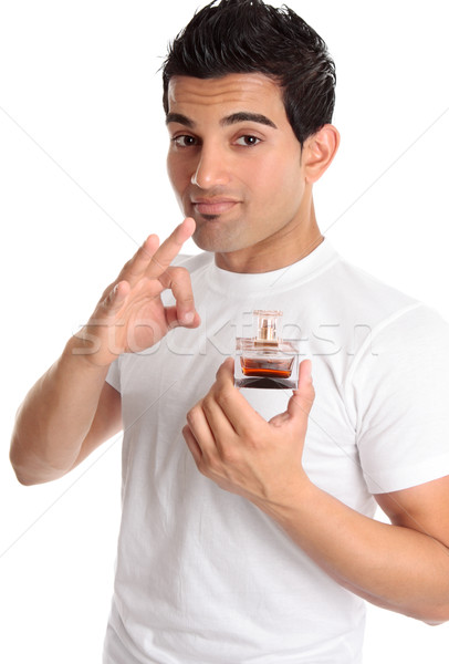 Mann Förderung Parfüm guy Flasche Duft Stock foto © lovleah