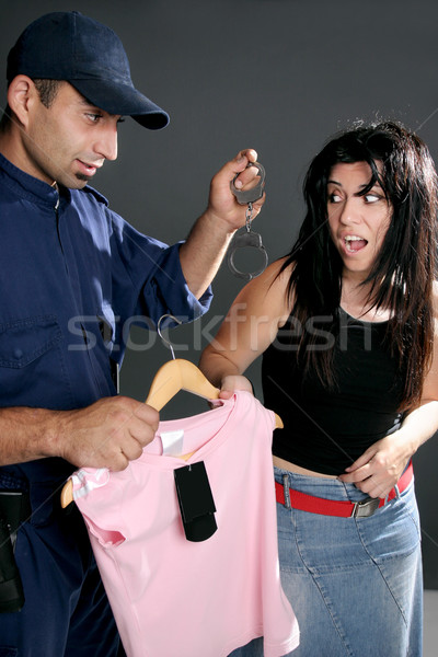 Kriminalität Sicherheitsbeamte Handschellen Ladendieb verlieren 25 Stock foto © lovleah