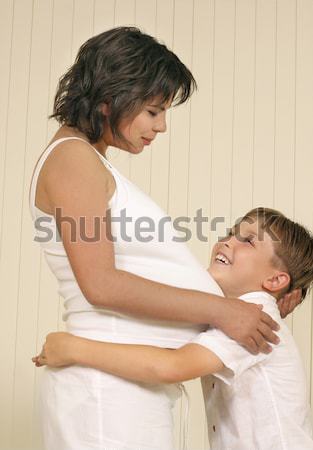 Loving female pregnant with child Stock photo © lovleah