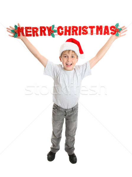 Christmas child with Merry Chirstmas Message Stock photo © lovleah