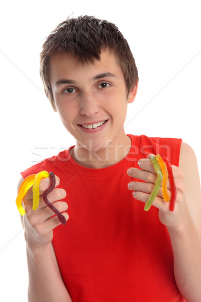 Boy holding handful of snakes Stock photo © lovleah