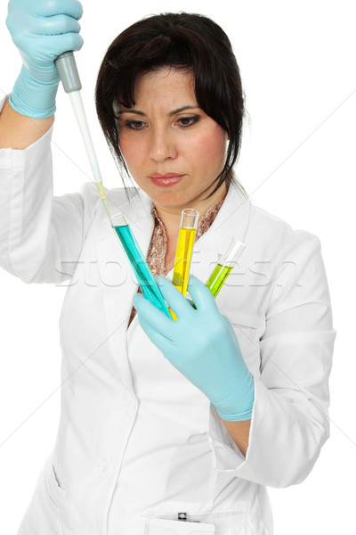 Scientist, pipette and test tubes Stock photo © lovleah