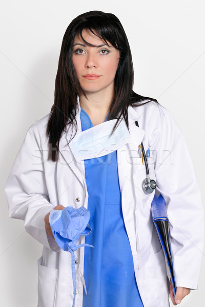 Chirurg Arzt weiblichen registriert Krankenschwester tragen Stock foto © lovleah
