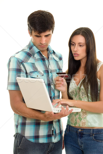 Internet acheter femme carte de crédit détails ordinateur Photo stock © lovleah