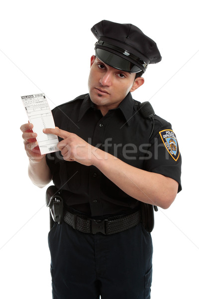 Police officer or traffic warden with infringement ticket Stock photo © lovleah