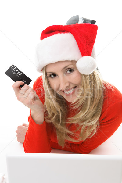 Santa Girl shopping with a card Stock photo © lovleah