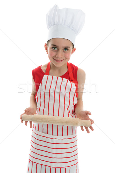 Küchenchef Koch halten Küchengerät lächelnd kid Stock foto © lovleah