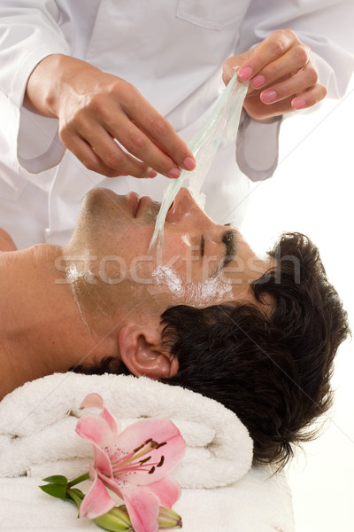 Piękna zdrowia mężczyzna klienta maska Zdjęcia stock © lovleah