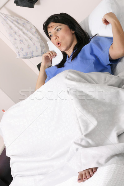分娩 懷孕 女子 工作的 健康 床 商業照片 © lovleah