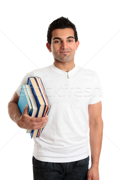 Mann Bibliothek Buchhandlung Studenten halten Sammlung Stock foto © lovleah