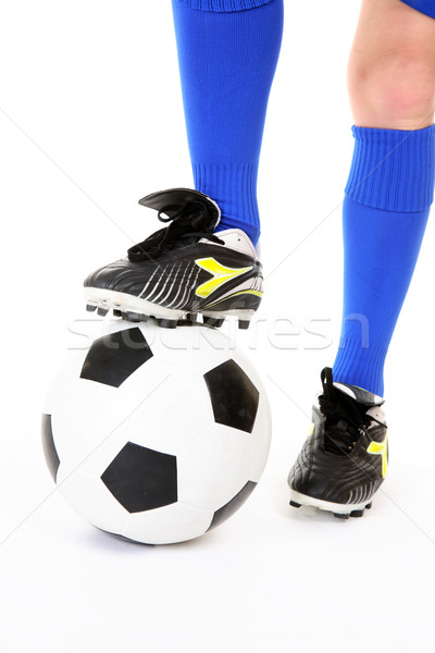 Fotbal băiat una picior minge de fotbal Imagine de stoc © lovleah